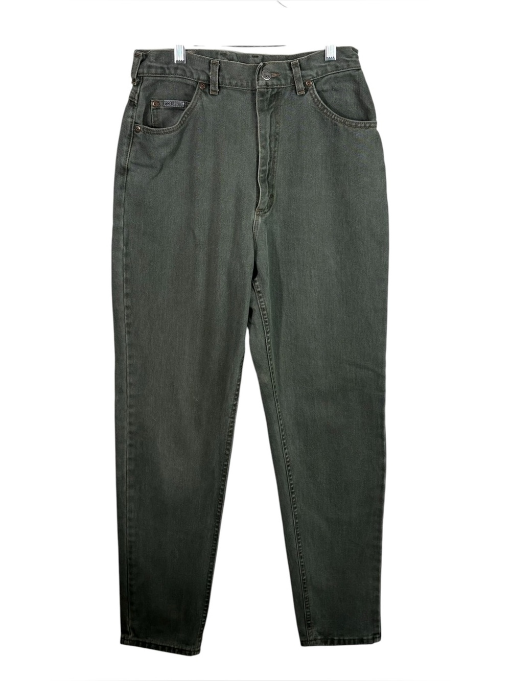 Vintage 90s Lee Rivited Dark Mossy Green Canvas Denim Tapered Jeans 12 Granola